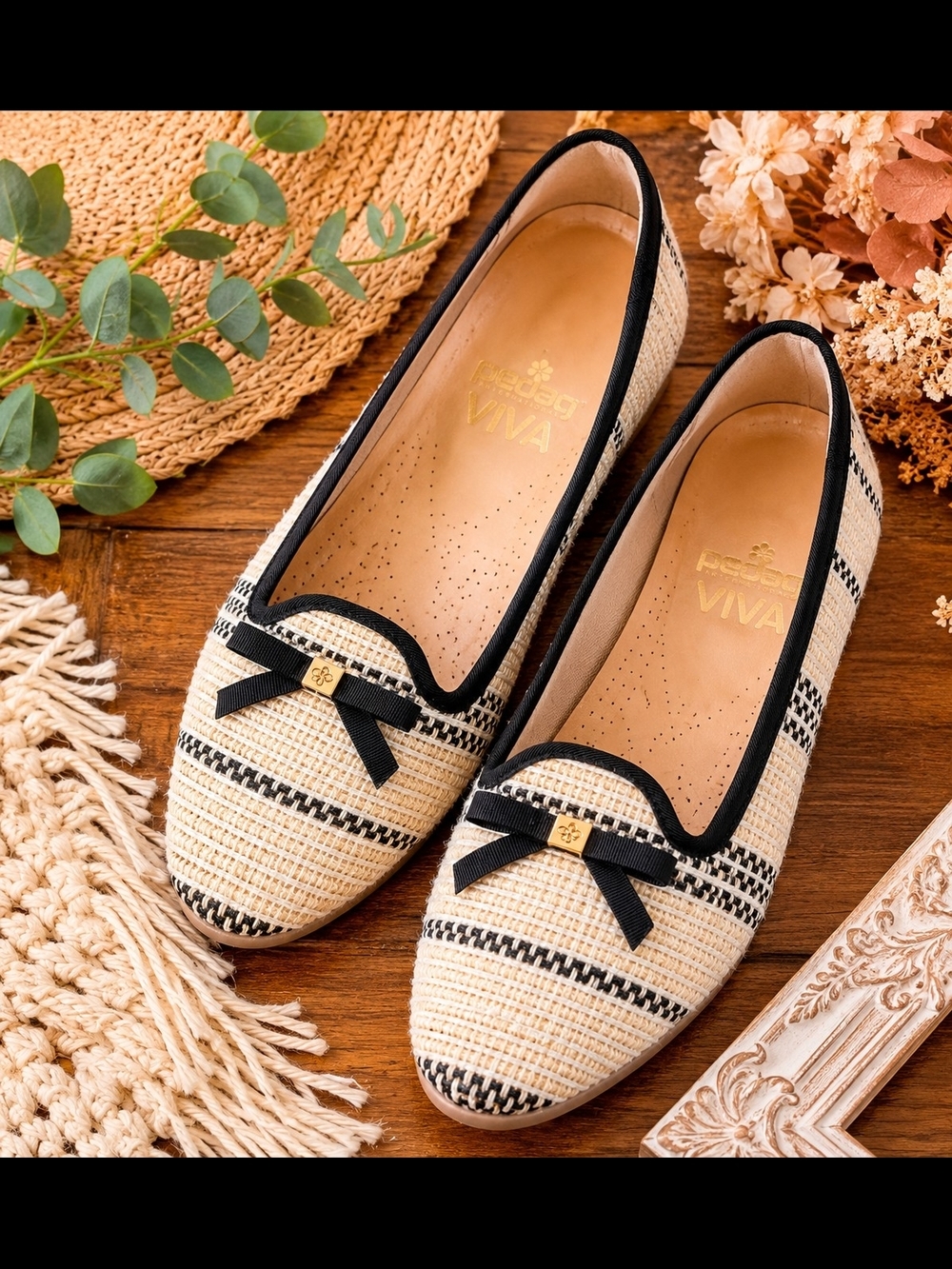 Pedag Viva Woven Ballet Flats Bow Loafers 7M